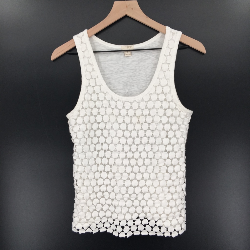 J. Crew White Embellished Sleeveless Tank Top